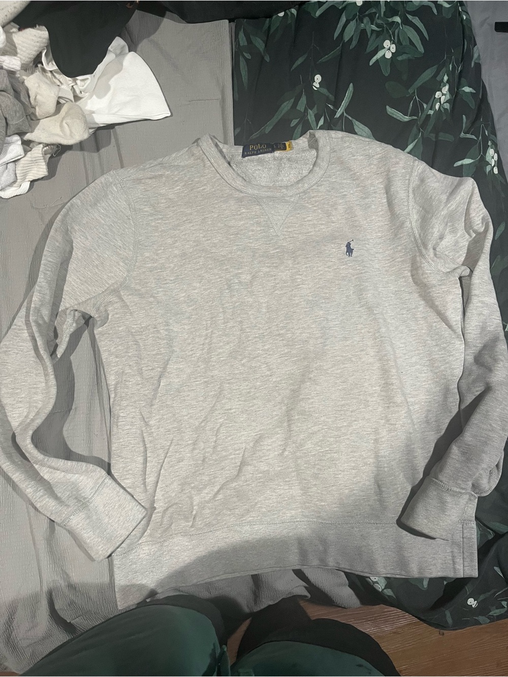 Ralph Lauren Light Gray Crewneck Sweatshirt with Navy Pony